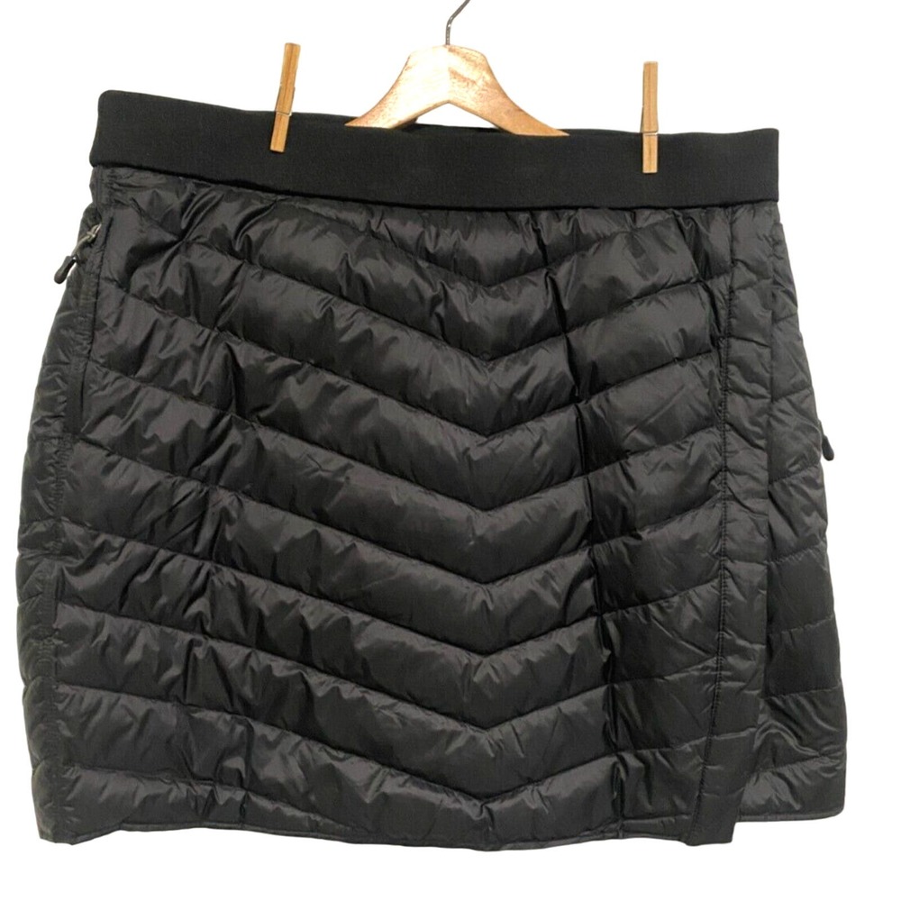 Adventure - Ski Quilted fleece lined black wrap skirt , pockets women's size XL